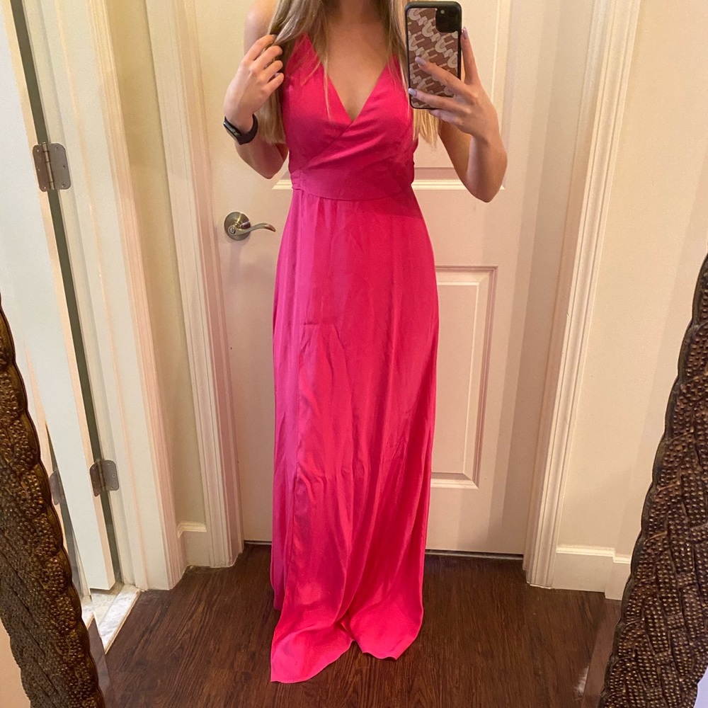 Amanda uprichard hot pink wrap dress